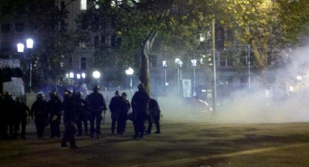 tear gas thrown at occupy oakland protestors in Oaksterdam, Oakland