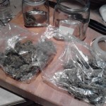 bags and jars of marijuana