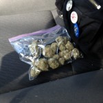 bag of weed on a car seat